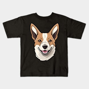 Canaan Dog Face Cute Cartoon Puppy Lover Kids T-Shirt